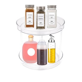 Yuknees 2 Tier Drehbares Gewürzregal,Schrank Organizer Kunststoff küche Drehteller Organizer Drehbar für Veranstalter, Speisekammer, Badezimmer, Tisch, Kosmetik, Schönheitsprodukt-Durchsichtig