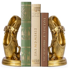MXARLTR Bookends Heavy Duty to Hold Books - Book Ends for Shelves, Ballet Slipper Decorative Bookends for Heavy Books with Anti-Slip Base Book Stopper for Home Office Decor