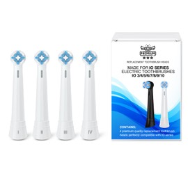 [Upgraded 2025] AmuLumon 4-Pack Ultra-Soft Toothbrush Heads for Oral-B iO Series (iO3/iO4/iO5/iO6/iO7/iO8/iO9/iO10) – Gentle Gum Care, Hygienic Travel-Ready Replacement Brush Heads (White, 4PACK)