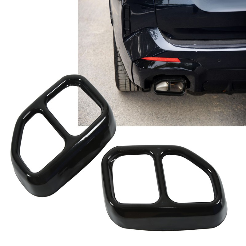 2pcs Gloss Black Car Tail Exhaust Pipe Cover Trim Stainless