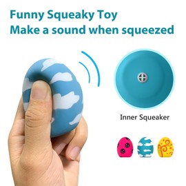 SCHITEC Dog Squeaky Toy, Latex Bouncy Egg Balls with Squeaker for Puppy Small Pet Dogs, Soft Rubber Sound Toys for Interactive Fetch Play