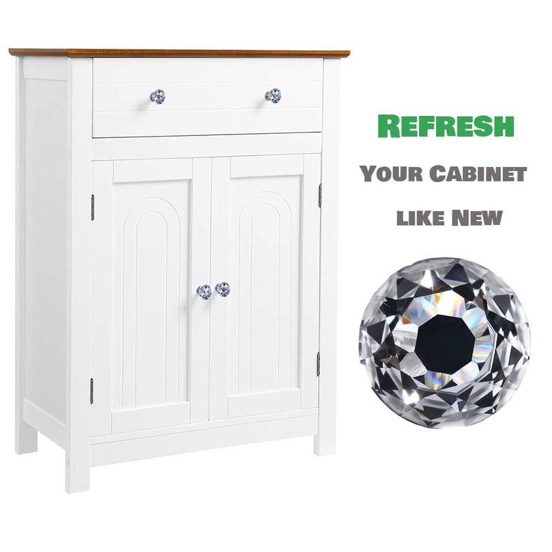 DeElf 26 pcs Clear Crystal Glass Drawer Cabinet Pulls Knobs