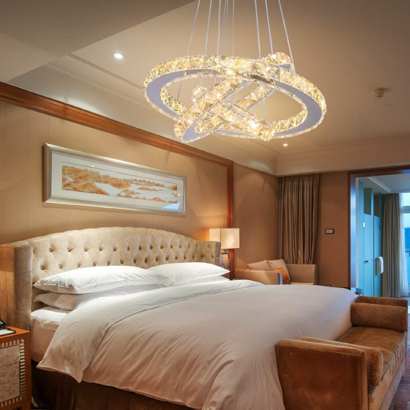 diisunbihuo LED Chandeliers Modern Crystal 3 Rings Ceiling Lighting Fixture