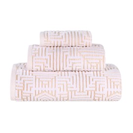 Superior Cotton 3-Piece Towel Set, Quick Dry, Bathroom Essentials, Shower, Spa, Luxury Plush Soft Absorbent Towels, Includes 1 Bath, 1 Hand, 1 Washcloth/Face Towel, Jasper Collection, Gold