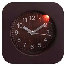 Fuji Boeki 36695 Table Clock, Alarm Clock, Analog, Width 4.0 inches (10.2 cm), Brown, Natural Wood, Silent Type, Alarm Included, Light, Tabletop, Square, Wood