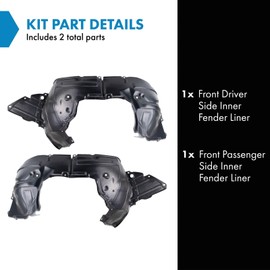 TRQ TRQ Front Inner Fender Liner Set Compatible with 2017-2019 Nissan Sentra NI1248162 NI1249162