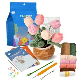 Ktmeor Crochet Kit for Beginners,Crochet Starter Kit with Step-by-Step Video Tutorials,Learn to Crochet Kits for Adults and Kids,DIY Knitting Supplies,40% Extra Practice Yarn-Tulip