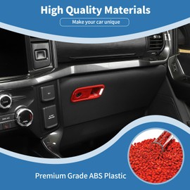 PDKLIN for F150 Glove Box Latch Handle Cover Trim Red for Ford F150 2021 2022 2023 2024 up Red Interior Accessories 2pcs