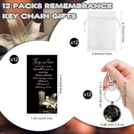 Junkin Funeral Favors for Guest Including Remember Keychain Prayer Cards Organza Bags for Memorial Celebration of Life(Black,12 Sets)