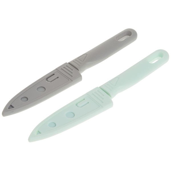Tovolo Paring Knives Set of 2 (Mint / Gray) - Essential Small Knife Set for Cooking, Peeling, Slicing, & Precise Jobs / Includes Blade Covers for Safe Storage & Travel