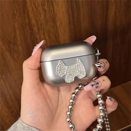 PIQIUZC Cute Airpod Pro/Pro 2 Earphone Case, Senior Bling Bling Rhinestone Design for AirPods Pro 2 (Silver) for Girls and Women