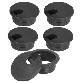 1-1/2" Black Desk Grommet, JTemgle Plastic Cable Hole Cover Computer Table Cord Wire Organizer Caps Desktop Cord Management for Home Office TV Stands Tabletops, 5 Pieces