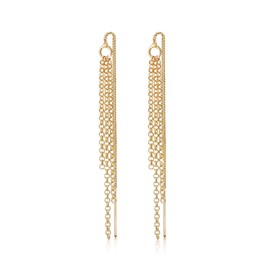 Elli Women's Earrings Chain Pull Through in 925 Sterling Silver, Sterling Silver, None