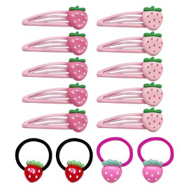 10 Pieces Of Strawberry Hairpins And 4 Pieces Of Strawberry Hair Loops, Creative Design Hair Accessories, Fun Hair Accessories, Girls' Hair Accessories, Hairstyle Accessories.