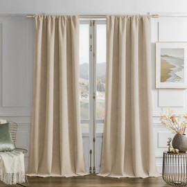 Joydeco Latte Coffee Blackout Curtains 90 Inch Long, Luxury Thermal Coffee Velvet Curtains for Bedroom & Living Room, Room Darkening Velvet Drapes 2 Panels, Rod Pocket (52W x 90L)