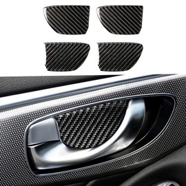 TEAMWILL Real Carbon Fiber Car Interior Door Handle Cover Trim Fit for 14-21 Infiniti Q50 Q60