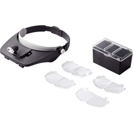 TOOLCRAFT Kopflupe mit LED I Vergrößerungswerkzeug I Feinmechanik-Lupe I Lupenbrille I Kratzfeste Linse I Punktgenaue Ausleuchtung I Schwarz I 111 g I Präzisionswerkzeug