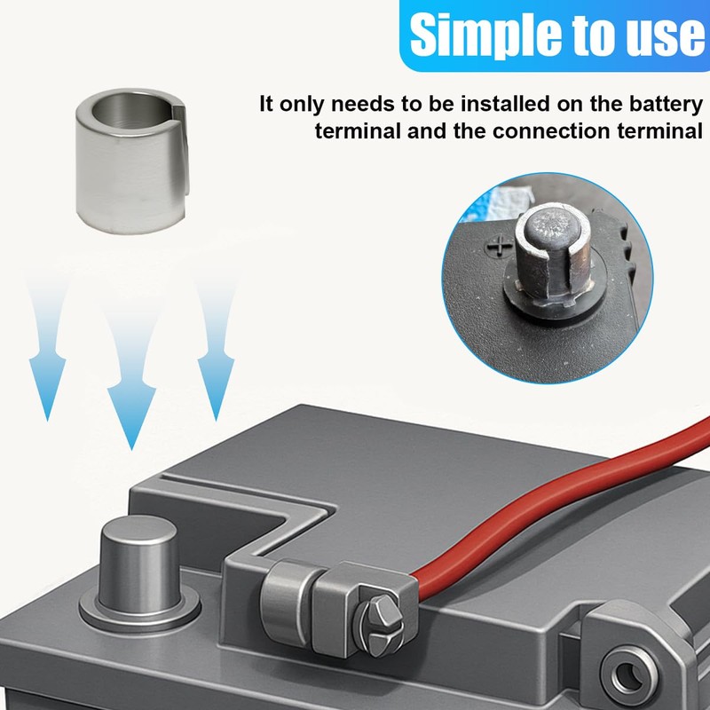 2PCS Car Battery Post Terminal Shims, Automotive Battery Terminal Converter