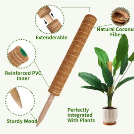 YAWAHOME Moss Pole Monstera Plant Support - 4 Pack 17 inch Stackable Plant Stake Coco Coir Poles Sticks Plant Stand House Plants Accessories for Indoor Climbing Potted Live Plants, Pothos, Philodendron