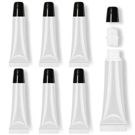 AMORIX 6pcs Empty Lip gloss Tubes Containers 15ml Black Refillable Empty Squeeze Tubes Clear Cosmetic Containers Soft Tube for Women Girls DIY Lip Gloss Cosmetics