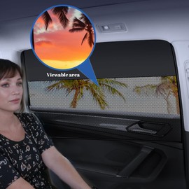 XWUX Pack of 2 Sun Protection Car Curtain for Driver, Spliced Magnetic Sun Visor, Side Window with Half Shade, Sun Protection Car Baby, Window Blackout (Rear Windows)