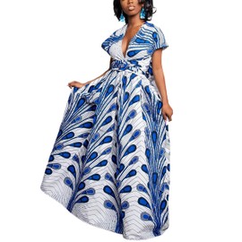 Alidamo African Dresses for Women Maxi Dress Traditional Ankara Dashiki Romper Boho Jumpsuits White X-Large