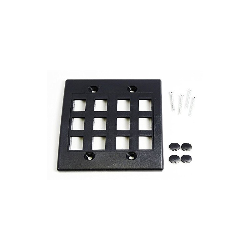 RiteAV - Keystone Wall Plate Double Gang 12-Port Black (1