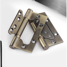 Qrity 4 Pieces Door Hinges, 4 Inch Home 100mm Door Hinges Stainless Steel Ball Bearing Mute Hinges for Internal External Doors, Antique Bronze