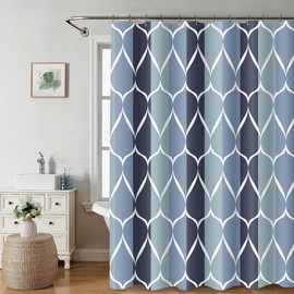 MCCKTIU Blue Shower Curtain Modern Bathroom Shower Curtain Waterproof Fabric Machine Washable Shower Curtain Set 72 x 72 Inches