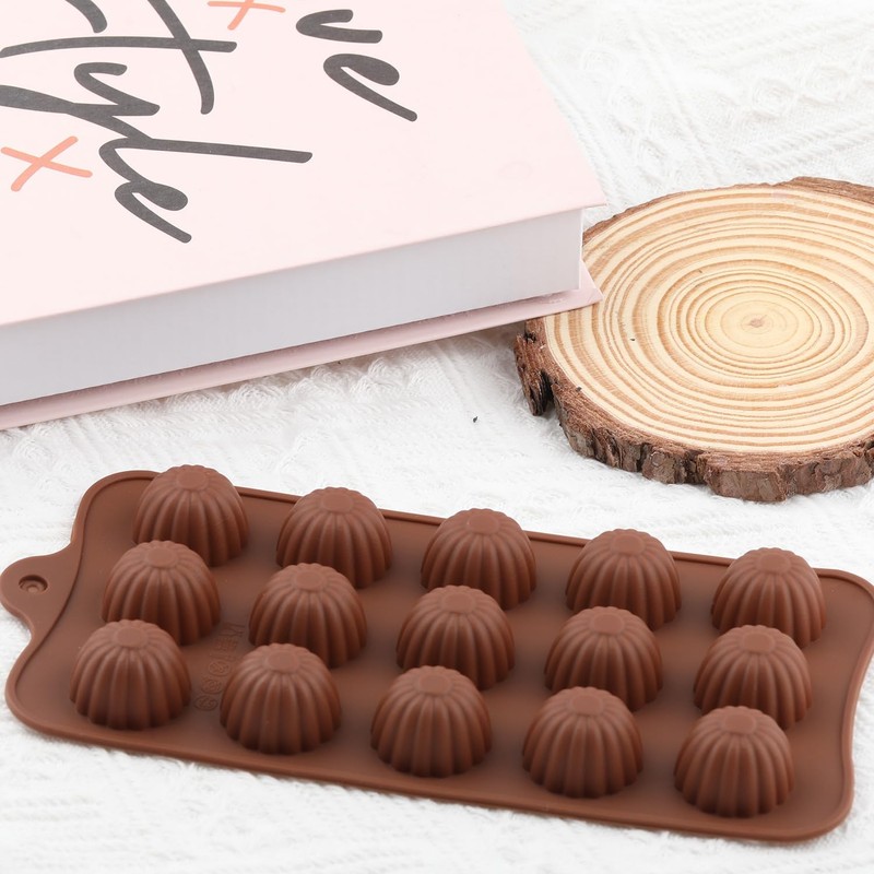 EPYHREHM 15 Cavity Semicircle Silicone Chocolate Molds For Chocolate Candy