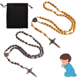 EXQUIMA 2 PCS Rosary Beads, Catholic Cross Rosary Necklace, With A Storage Bag, Smooth Prayer Beads with Durable Crucifix for Meditation and Daily Wear