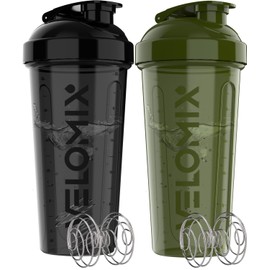 VELOMIX -2 Pack- 28 oz Protein Shaker Bottles for Protein Mixes - 2x Wire Whisk | Leak Proof Shaker Cups for Protein Shakes and Pre Workout | Protein 