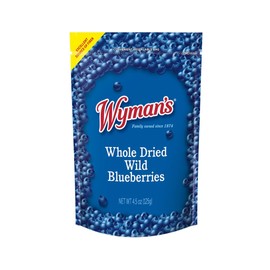 Wyman's Whole Dried Wild Blueberries - 100% Wild Blueberries, No Sugar Added, Snack Food, Topping, Baking, Resealable Bag - 4.5oz