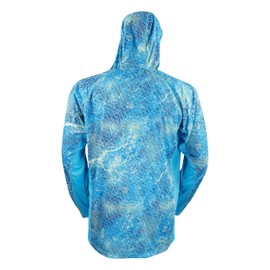 Mooselander Men's Athletic Hooded Long Sleeve Fishing Shirts UPF 50 UV Sun Protection Shirts Lightweight Rash Guard (US, Alpha, Large, Regular, Regular, Realtree Mako)