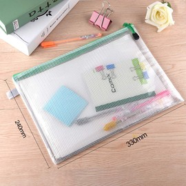 Kuuqa A4 Dokumententasche Wasserdicht Mesh Zipper Taschen Kunststoff Zip Wallets Ordner Mesh Dokumententaschen für File Storage Papier Organisation, 5er Set