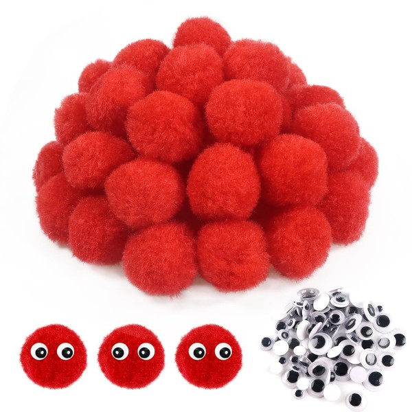 TOAOB 50pcs 1.18 Inch Pom Poms Red Craft Pom Poms