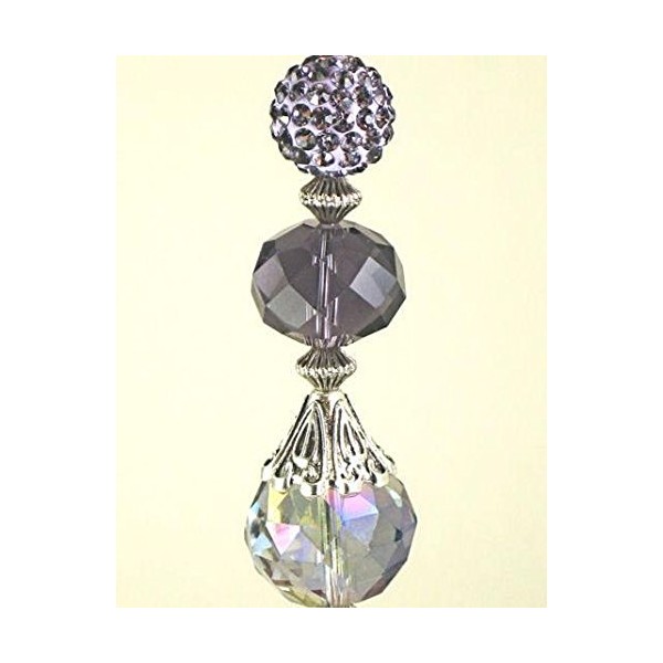 Purple Amethyst Lavender Lampwork Glass Faux Rhinestone Ceiling Fan Pull Chain Pull
