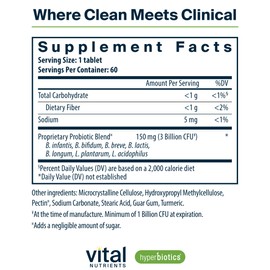 Hyperbiotics Hyperbiotics Vital Nutrients Bifidobacterium Probiotic | 7 Targeted Strains | Supports Immune and Digestive Health for Older Adults | Shelf-Stable | Vegan | 60 Tablets