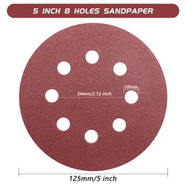 110pcs 5 Inch Sanding Disc 120 Grit, ZEHIQ 8 Hole Hook and Loop Sandpaper Orbital Sanding Pads for Random Orbital Sande