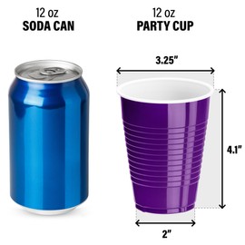 DecorRack Purple Plastic Cups, 12 oz Disposable Cups, Party Supplies (60 Count)