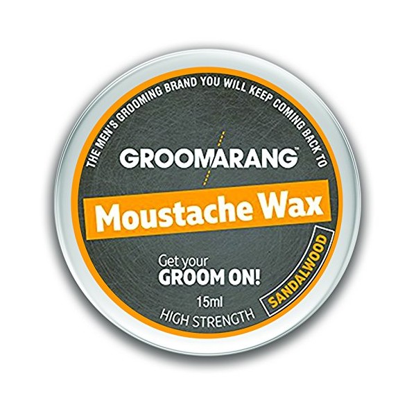 Groomarang Moustache & Beard Wax Extra Strong Sandalwood 100% Natural Hair Care Organic & Natural 15ml