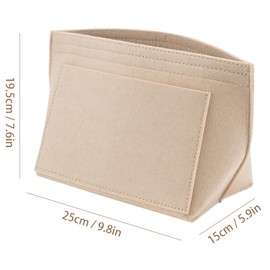 Shengxi Felt Organiser for Longchamp, Long and Short Handles, Felt Bag Organiser with Multiple Pockets, Carry Bag, Felt Organiser for Keys, Lipstick, Water Cups (Beige, M)