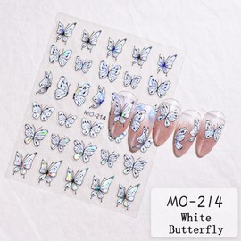 Butterfly Nail Art Stickers Decals 5D Engraved Butterflies Nail Self-Adhesive Sticker Designs Embossed Spring Butterfly Nail Transfer Decal for Women Manicure Art Decorations DIY Resin Nail Sticker