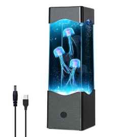 Jellyfish Lamp Lava Lamp, Colour Changing Aquarium LED Light,3AA or USB Powered Mood Light,Night Mood Light Jelly Fish Light Birthday Holiday Christmas Gifts for Kids and Adult