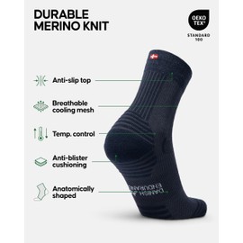 DANISH ENDURANCE Hiking Socks in Light Merino Wool, Cushioned, Breathable, for Men & Women Large Fuchsia/Orange 1-pack