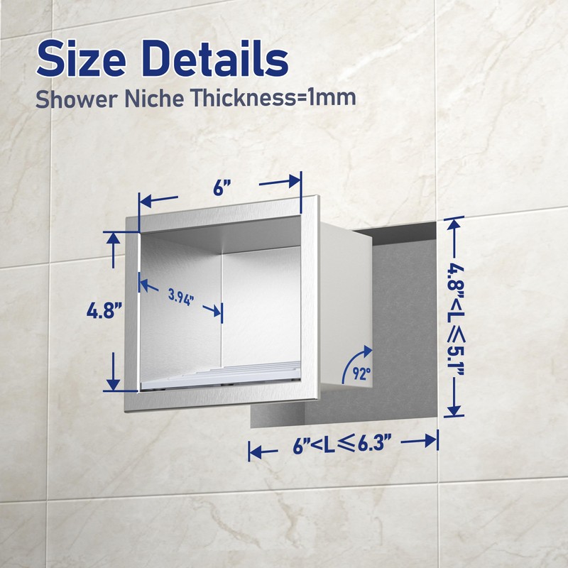 Bernkot Shower Niche, 304 Stainless Steel Stool for Bathroom, Recessed