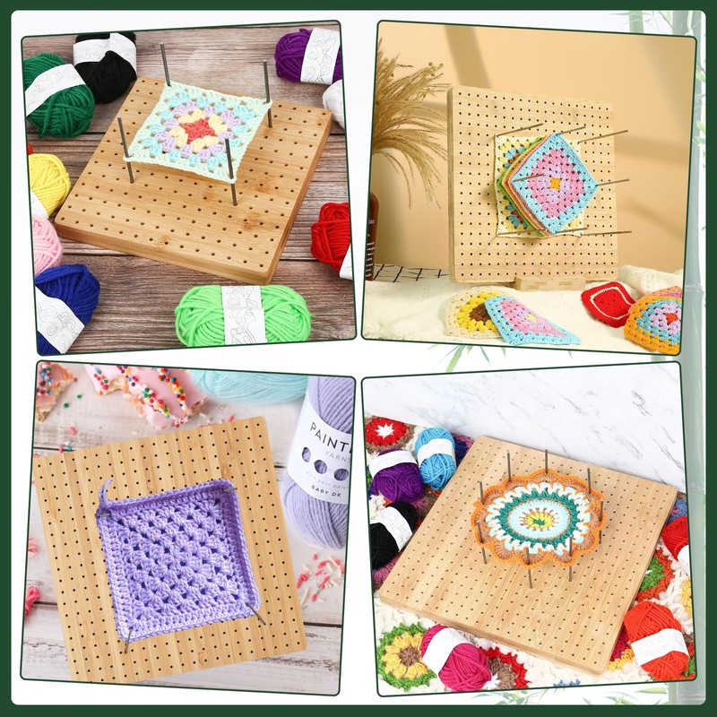 PQKL-party crochet blocking board and pins 7.9 inch, 20 steel