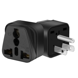 TEWOXIN 2PCS UK/AU to USA Travel Adapter Plug,3-Prong Grounded NEMA 5-15P,10A/250V Power Converter for Laptop,Camera,Charger (Black) (2PCS Black USA NEMA 5-15P Travel Convert Plug)