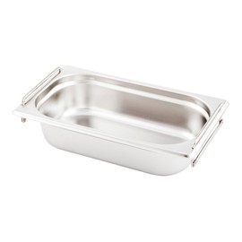 Restaurantware One Fourth (1/4th) Steam Table Pan - 2.5" Deep - Collapsible Handles - Anti Jam - Commercial Grade Stainless Steel - 1ct Box - Met Lux