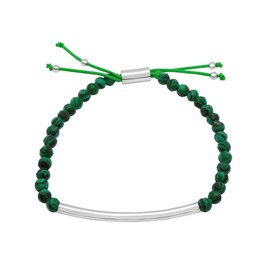 Timeless Love - Malachite Bead Adjustable Bolo Bracelet with Sterling Silver